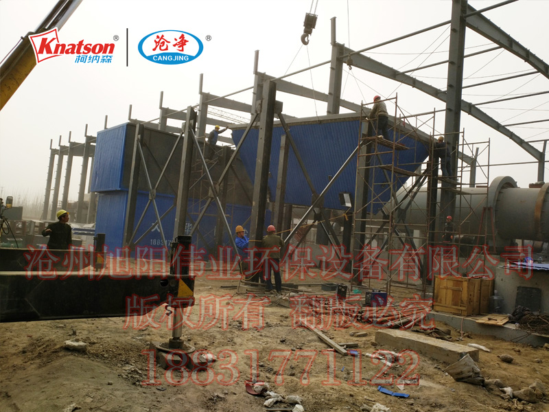  氨酸滾筒復合肥生產線配套復合肥脈沖布袋除塵器安裝過程